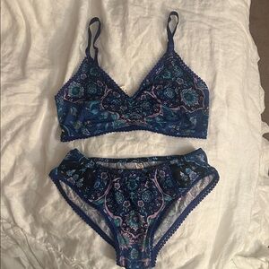 Spell Blue and Purple Floral Bra Set